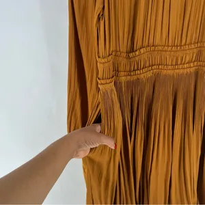 Anthropologie Maeve Saniya Mini Dress Pleated Satin Ruffle‎ Trim Feminine thumbnail 14