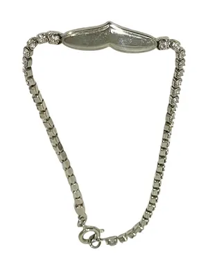 Vintage Speidal Silver Tone Heart Rhinestone 6.5”‎ Bracelet thumbnail 1
