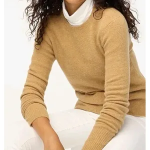 J.Crew Crewneck Sweater Wool Blend Soft Minimalist Extra‎ Soft Yarn Tan Camel thumbnail 3