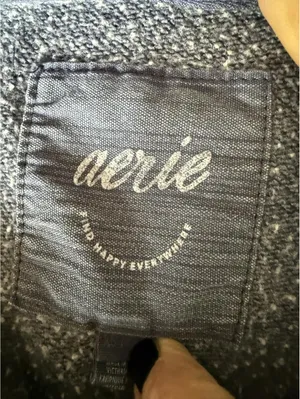 Aerie Graphic Crewneck Sweatshirt Blue Gray Women's Relaxed Fit thumbnail 3