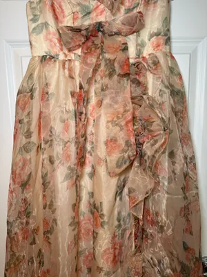 SHEIN Floral Ruffled Chiffon Maxi Dress - Peach Rose Print Size M NWT thumbnail 3