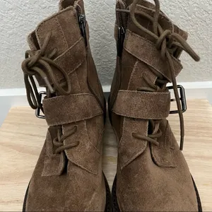 Vince Camuto Brown Suede Leather Lace‎ Up Moto Combat Boots 6.5 thumbnail 7