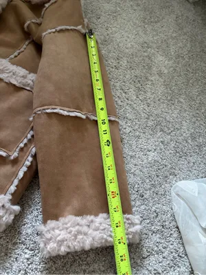 Allured vintage-inspired faux suede shearling aviator coat women sz M/L p2p 22” thumbnail 9