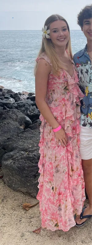 Pink Floral MISA Los Angeles Dress Midi thumbnail 1