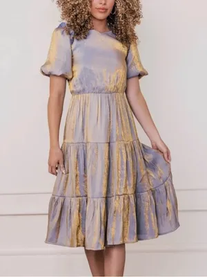 Jessakae Francis Metallic Flute Midi Dress thumbnail 3