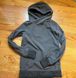 Lululemon Runaway Fleece Hoodie Athletic Pullover Soot Light Gray Herringbone thumbnail 1
