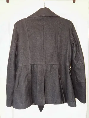 Michael Kors Women’s 12 Black Wool Pea Coat Jacket Gold Buttons Double Breasted thumbnail 8