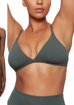 SKIMS triangle bralette Cotton vneck sea mineral forest thumbnail 1