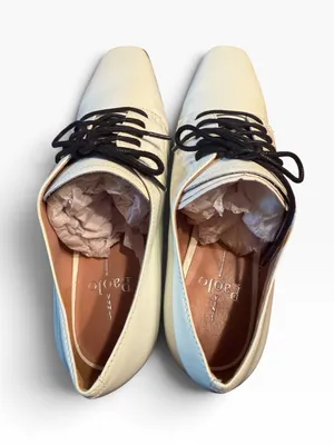 Linea Paolo Ivory Lace-Up Pointed Block Heel Shoes Size 8M thumbnail 4