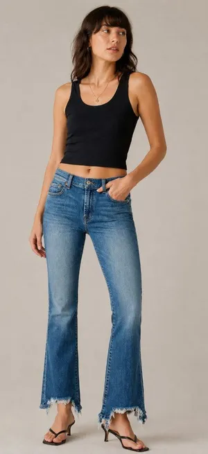 7 For All Mankind Jeans 27 Raw Step Hem Slim Straight Blue Stretch Denim 7FAMK thumbnail 1