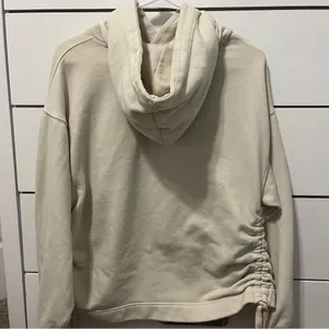 Aerie Cream Side Ruched Hoodie thumbnail 3