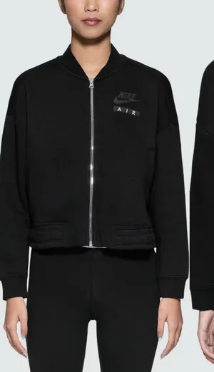 Nike NSW Rally Jacket Varsity Air Cropped Black Sz XL Athleisure Athlete Gym thumbnail 1