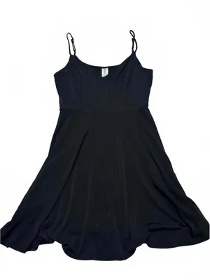 bound Black Spaghetti Strap Mini Dress - Sleeveless Swing Sun Dress - M thumbnail 1