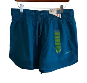 Reebok Running Shorts Women L Teal Seaport Drawstring‎ Athletic Gym NEW 3RBWH514 thumbnail 1
