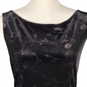 Vintage Y2K Velvet Mini Dress Size Large Black Whimsigoth Holiday Emo Shimmer thumbnail 7