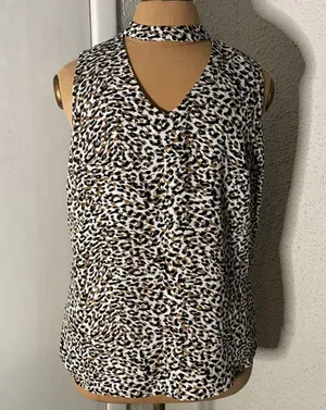 Zac & Rachel V-Neck Animal Print Sleeveless Blouse S Mobwife Dopamine Corporate thumbnail 1