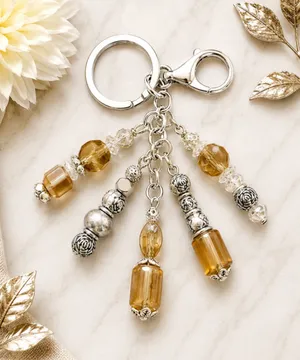 NEW Golden Glow #17 | Handmade Beaded Bag Charm & Keychain thumbnail 1