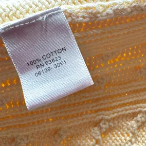 Christopher & Banks 100% Cotton Cable Knit Sweater Zip Up Light Yellow Large thumbnail 6