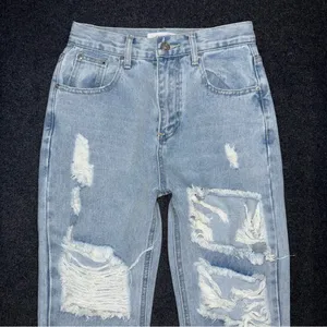 NWT Grey Lab High Rise Cut Out Ripped Straight Leg Jeans Sz 25 Light Distressed thumbnail 4