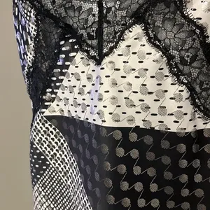 Victoria’s Secret Lace And Blk/Wht/Silver Patchwork Pattern Adjustable Cami- Med thumbnail 6
