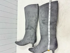 Nine West Gray Willa Kitten Heel Boots Suede Pointed-Toe Knee Boots Size 8 NEW thumbnail 10