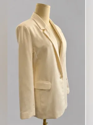 Abercrombie & Fitch Ivory Longline One Button Blazer Size Large thumbnail 2