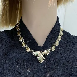 Vintage CORO Signed Light Gold Scalloped Choker Necklace thumbnail 2