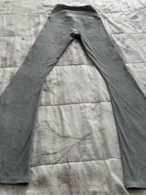Strut This High-Rise ribbed Gray Flare Lounge Pants, size S Made in USA lounge thumbnail 11