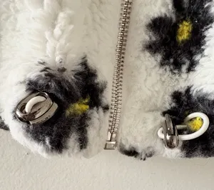 I Believe Women’s 2XL White/Black/Yellow Floral Sherpa Full Zip Jacket thumbnail 5