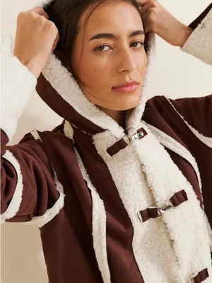 Anthro Daisy Street Borg Shearling Seam Detail Jacket thumbnail 4