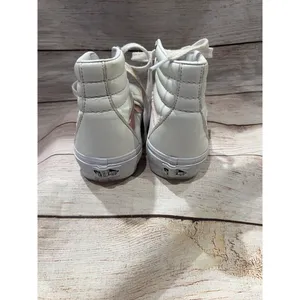 Vans SK8 Classic Hi White Leather Pink Stripe Skate Shoes Womens SZ M 4.5 W 6 thumbnail 4