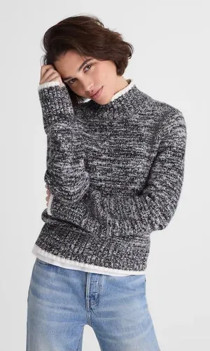 Madewell Marled‎ Mockneck Sweater Black And White Marl 2025 size small wool thumbnail 1