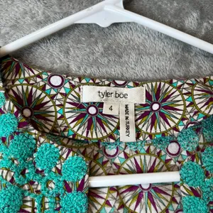 Tyler Boe Geometrical Patterned Embroidered Tunic Sz 4 100% Cotton Coastal Beach thumbnail 5