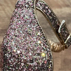 Rose Gold Glitter Strappy Block Heels Pink Size 8 thumbnail 11