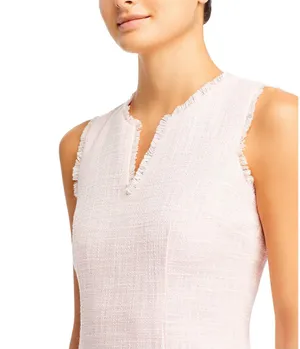 Karl Lagerfeld Sleeveless Tonal Tweed Pocket Sheath Dress thumbnail 3