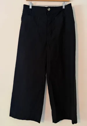 Maeve Anthropologie The Colette Wide Leg Crop Pants Black High Rise Womens Sz 32 thumbnail 1