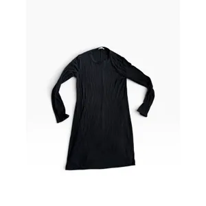 Reformation Jeans Mini Dress M Black Ribbed Long Sleeve Crew Neck thumbnail 3