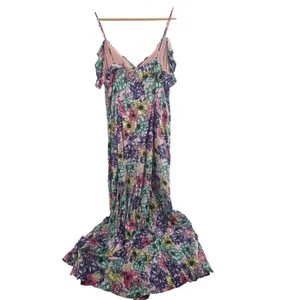 Lulus Dress Womens Large Floral Maxi Pink R68992 Ruffle Cold Shoulder EUC thumbnail 2