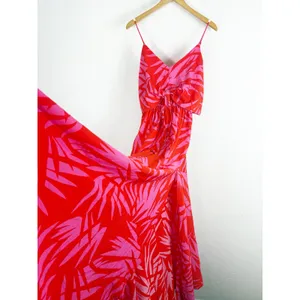 Vici Pink Red Tropical Print Maxi Dress Small Sleeveless Beach Vacation thumbnail 12