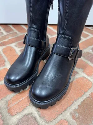 Nine West Nans Over-the-Knee Boots Size‎ 5 Black Lug Sole Buckle Detail grunge thumbnail 6