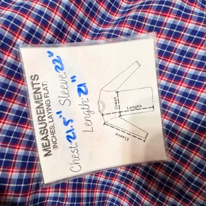 Madewell Womens Blue Red Plaid Cotton Linen Tie Cuff Blouse‎ G1412 Size M thumbnail 8