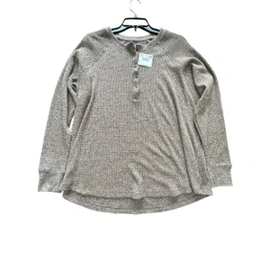 American Eagle‎ Top Knit Women's Large Henley Lounge Comfy Lounge Brown #B6-1 thumbnail 8