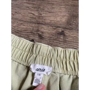 EUC Womens AERIE PLEATED‎ UTILITY SHORT green cotton lyocell pocket size L thumbnail 6