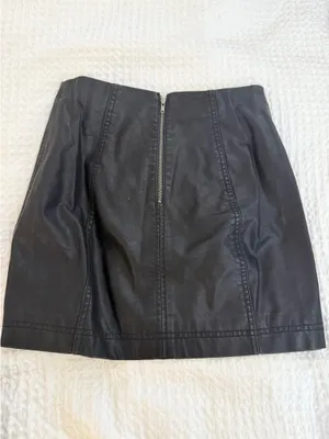 Free People Black Leather Skirt thumbnail 3