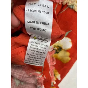 Fate Womens Red Floral Linen Blend Mini Dress Frayed Tiers Pockets‎ Small NWT thumbnail 10