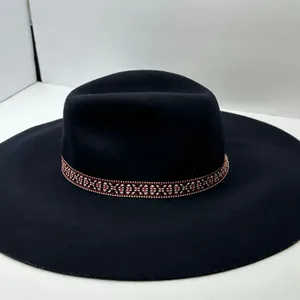 American Eagle Black Wool Wide Brim Floppy Summer Hat One Size thumbnail 3