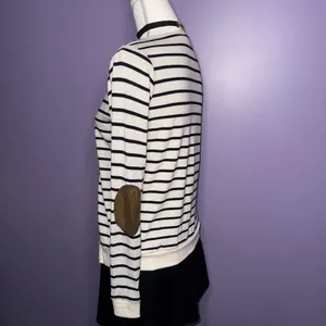 Poof! Striped Cream and Black Cardigan with Elbow Patches thumbnail 10