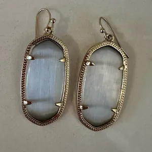 Kendra Scott Elle Slate Cat’s Eye Drop Earrings in Gold Frame thumbnail 3