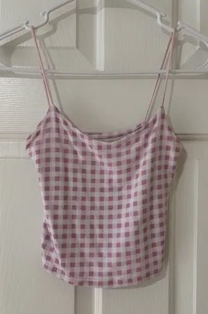PacSun Light Purple Gingham Spaghetti Strap Cami Crop Top SOFT! thumbnail 1