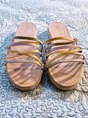 MADEWELL Kathryn Colorful Strappy Leather Espadrille Slide Sandals Pastel~7.5💛 thumbnail 2